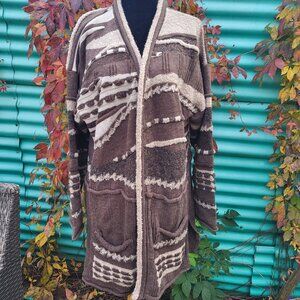 Large Vintage chocolate brown French Solyne long cardigan